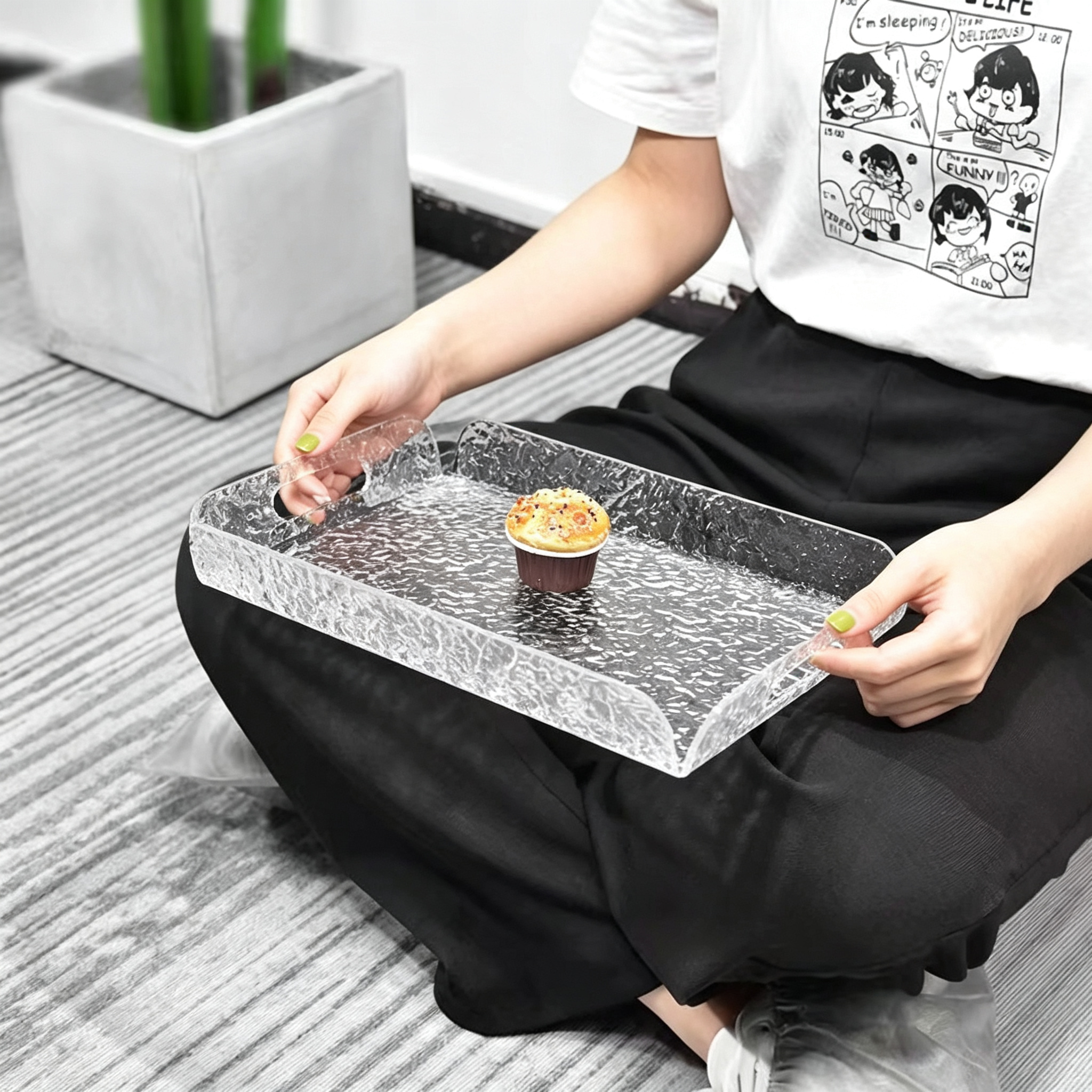 Colored Acrylic Cake Serving Tray Transparent Dessert Display Tray For Party Wedding Table Decor