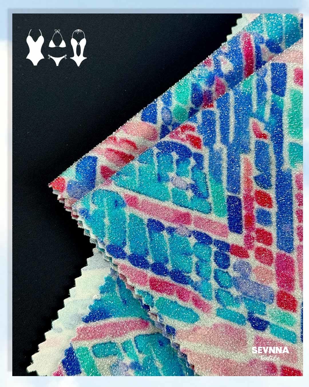 Width 145cm Recycled Swimwear Fabric Regular Fit Lightweight Breathable Fabric Suitable for Sustainable Swimwear Designs