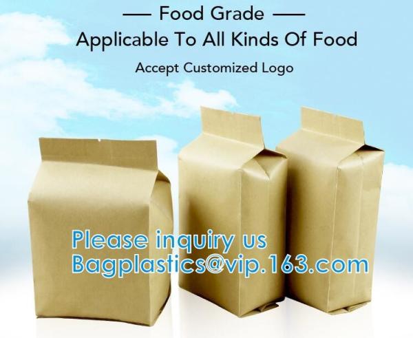 Kraft Paper Side Gusset Bag Open Top Heat Sealing For Snack Cookie Tea Take Out
