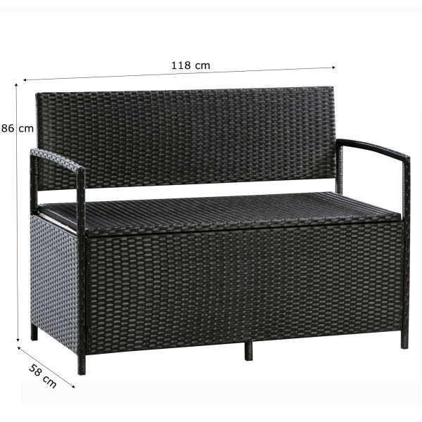 Garden Furniture Bistro Set Wicker Chair Hot Sale Iron Outdoor Rattan Seat Storage Function Chair Loveseat Storage