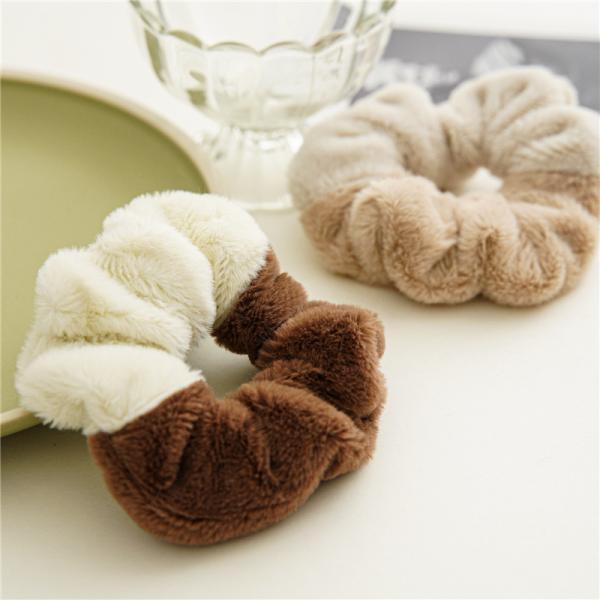 Winter splicing plush fur hair band scrunchies simple imitation rabbit hair large intestine hairband headdress wholesale