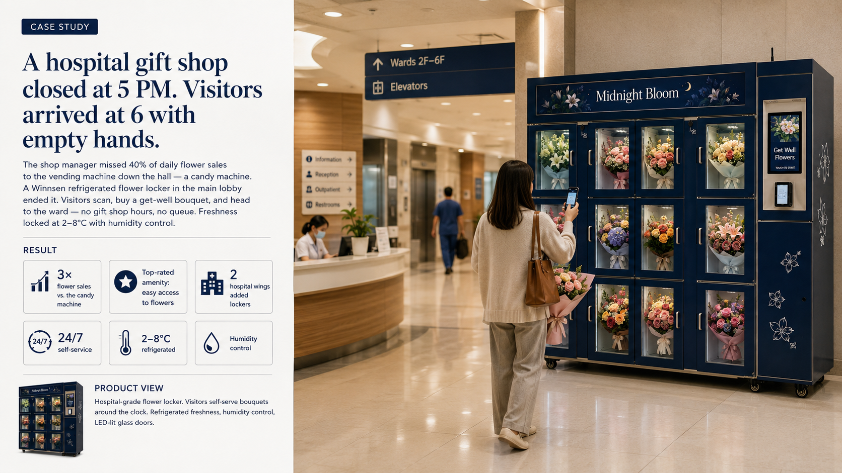Refrigerated Touch Screen 24H Fresh Flower Vending Machine for Bouquets
