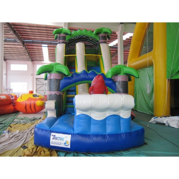 PVC Material Water Slide Inflatable Commercial Adults Kids Size Nice Palm Tree Backyard Inflatable Large Slide