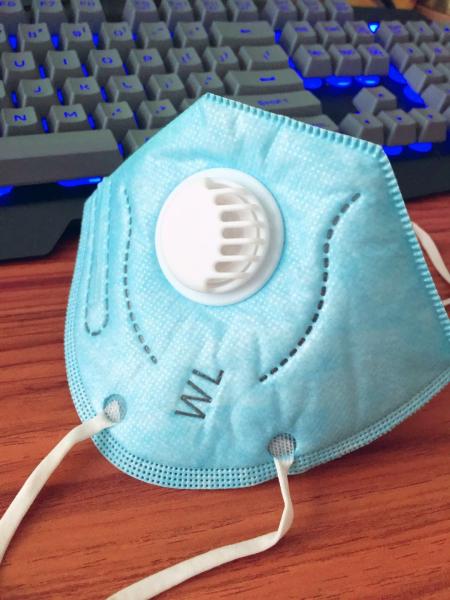 Non-woven Face Mask with valve for adult,rubber/spandex/ear-loop,white blue grenn etc