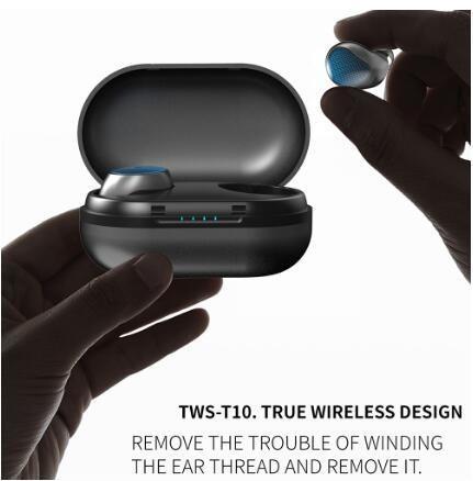  				T10 Tws Waterproof Bluetooth Earphone Touch Control Wireless Stereo Earbuds (with 1200mAh Wireless Charging Bin) 	        