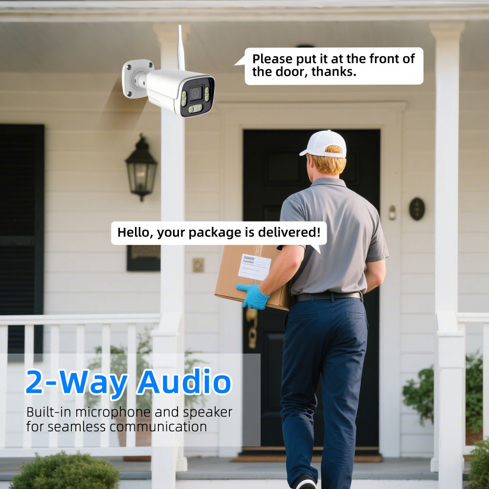 5MP WiFi Bullet Security Camera, Outdoor Surveillance Camera, 10X Digital Zoom, Two‑Way Audio, Human Motion Detection, Eseecloud App Remote Monitoring