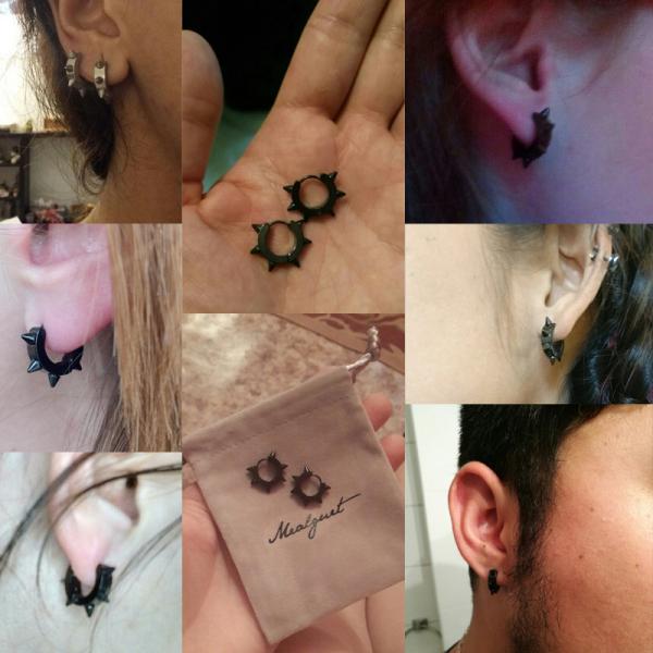 Meaeguet Black Gothic Punk Stud Earrings For Women Men 316L Stainless Steel Rivet Spike Earrings Rock Party Jewelry
