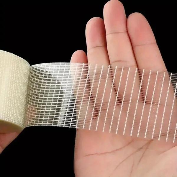 Cross Fiber Fiberglass Reinforced Packing Tape With Rubber Adhesive And Fiberglass Mesh