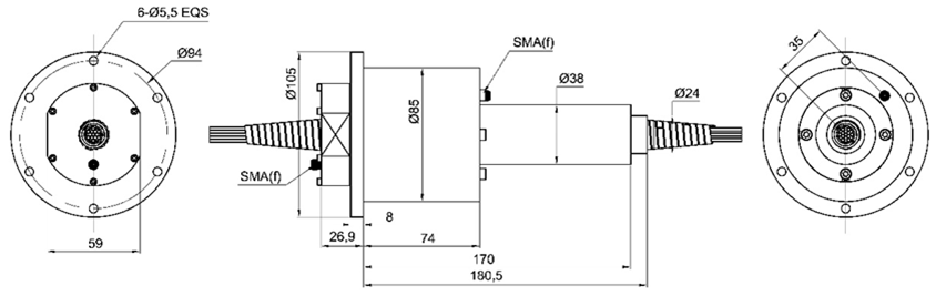 High Precision Metal Fiber Optic Rotary Joint For Radar / Electro Optical Pods