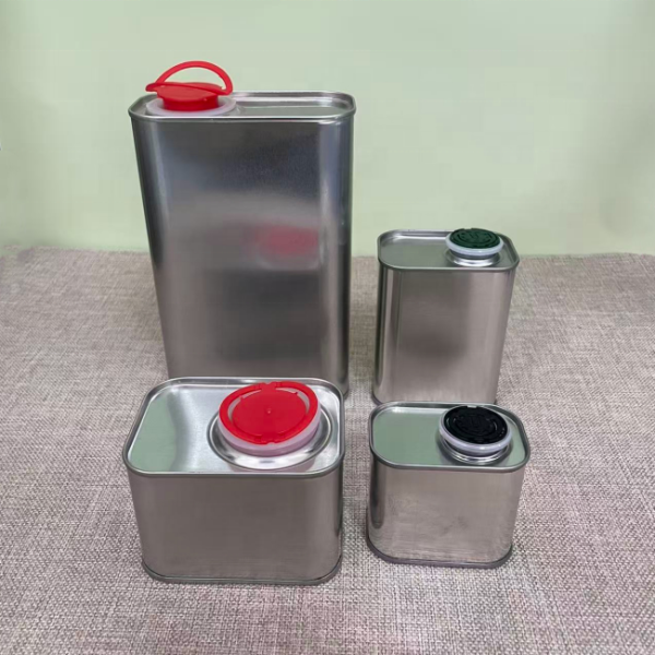 1L Rectangle Oive Oil Tin Cans Silver Square Metal Tinplate for Food Cooking Oil