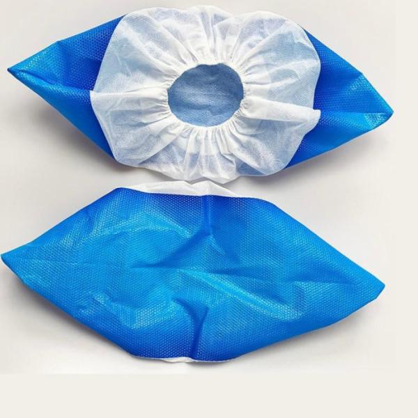 A metade impermeável revestiu sapata não tecida do filme do PE dos PP a meia cobre 15*40cm branco azul