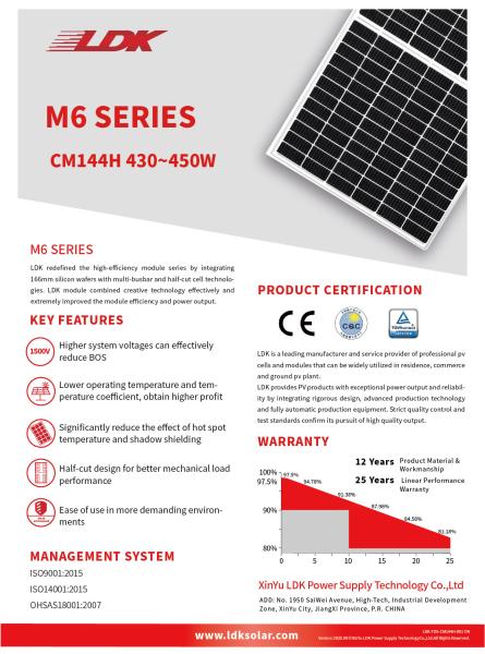 LDK A Grade Mono Half Cut Solar Panel 430W 440W 445W 450W 144 Cells