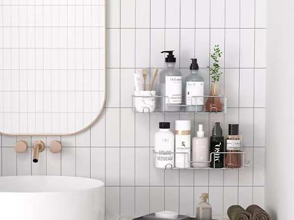 No Drilling Adhesive Rustproof Stainless Steel Shower Organizer for Bathroom