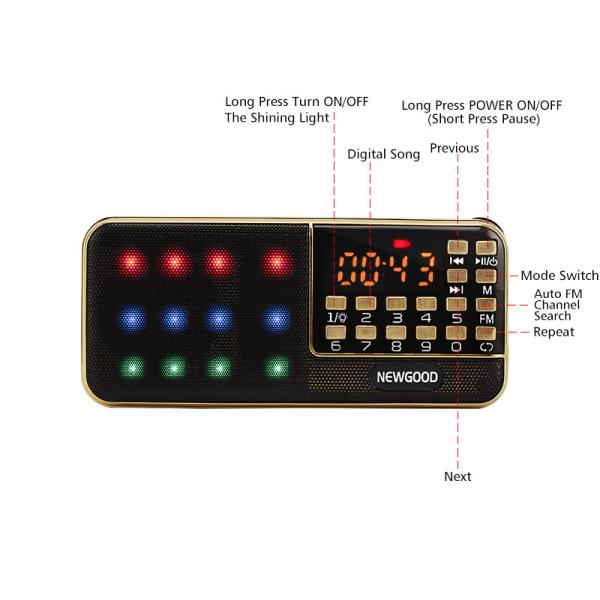 Bluetooth mp3 fm radio player speaker 2018