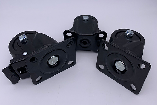 Черные рицинусы тормоза шарнирного соединения PA нейлона на электрическая тележка перехода 3 дюйма