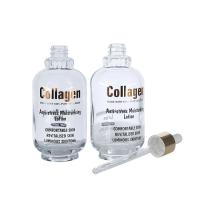 160 ml de vidro transparente gotas de óleo essencial garrafa de vidro embalagem cosmética com gotas de ouro
