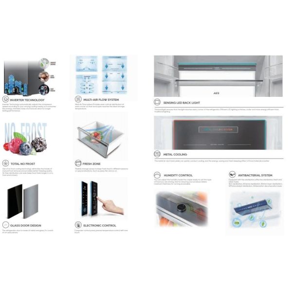                    Big Capacity No Frost Glass Door Inverter Electronic Refrigerator Bcd-622W              