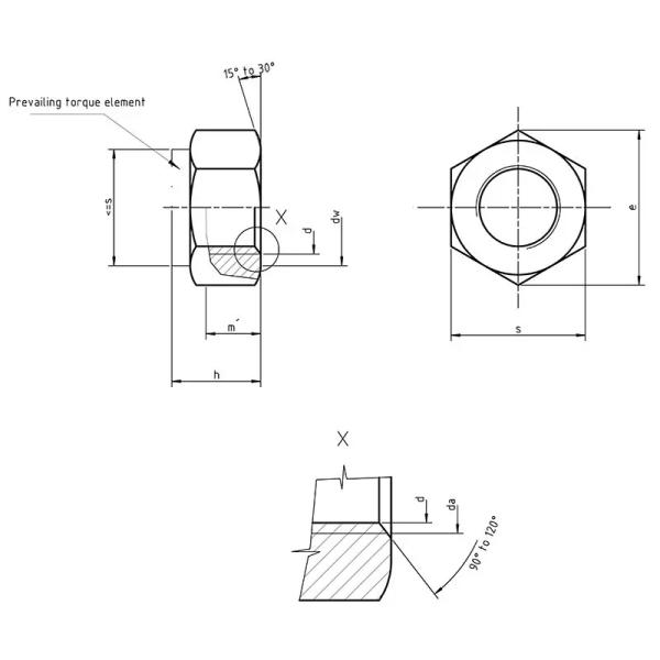Metric DIN 980V All Metal Prevailing Torque Type Hex Lock Nuts  M6-M30  CLASS 6 CLASS 8 CLASS 10 ZP YZP BLACK COLOR