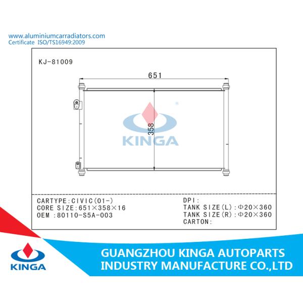 CIVIC (01-) Honda AC Condenser OEM 80110-S5A-003 Aluminum Condenser