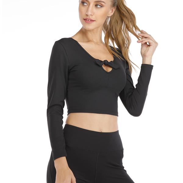женская Loosed Breathable Йога футболка длинный рукав Сухой фит бегущая рубашка