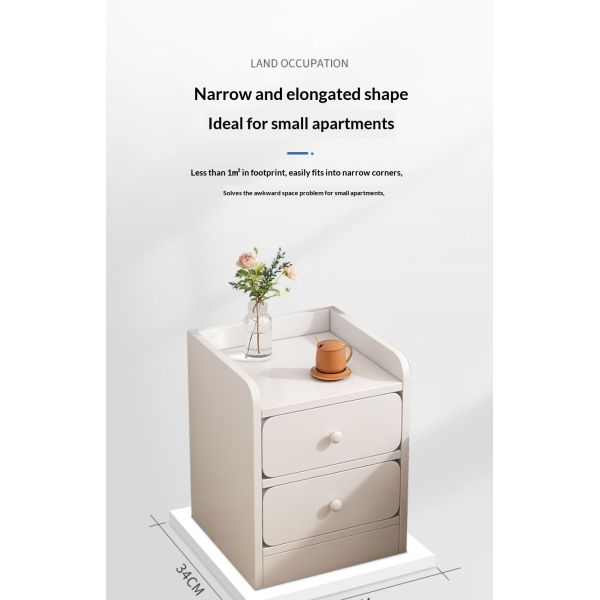 Modern Apartment Bedside Cabinet with 2 Drawers Multi-Functional Wooden Nightstand for Bedroom Storage