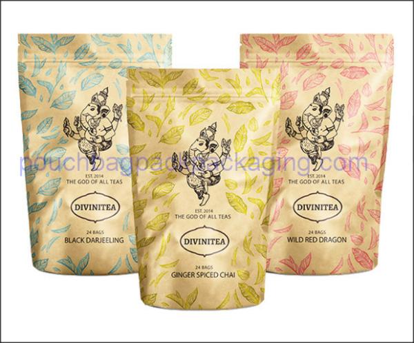 Kraft pack pouch, stand up packaging pouch with zipper for protein