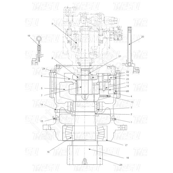 Высокопрочная сталь CLG936 Swing 1 Stage Planetary Gear Gearbox для систем передачи экскаваторов