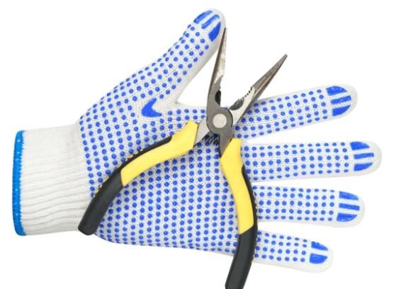 Customized Heavy Duty Cotton Gloves 21cm-26cm Pvc Dotted Cotton Hand Gloves