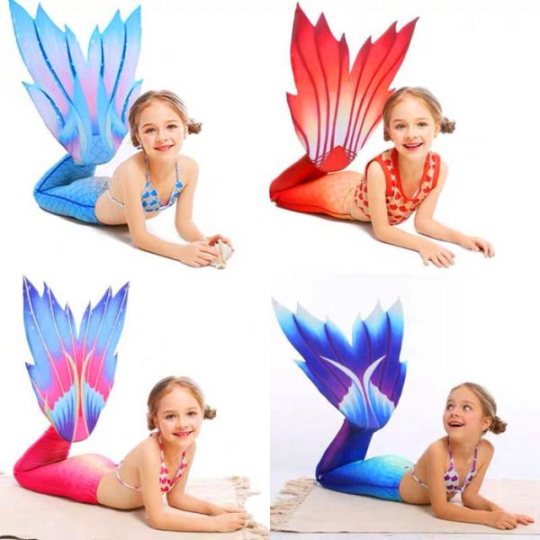 Beauty Flower Fin Swimmable Mermaid Tails For Girls , High Elasticity Fabric Mermaid Tail