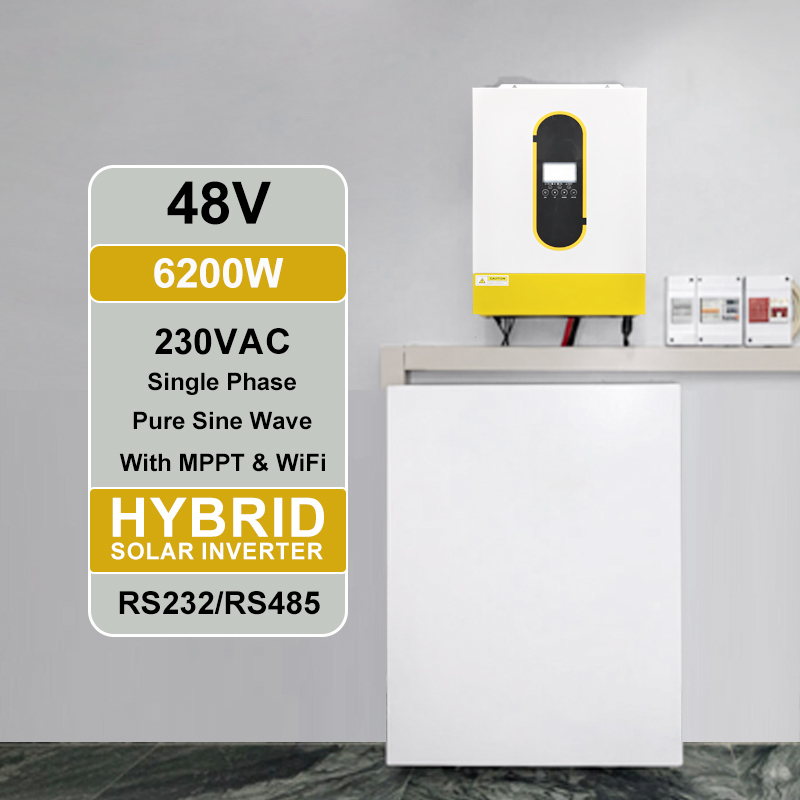 48V 6200VA Pure Sine Wave Solar Inverter Single Phase High Voltage MPPT 6500W Max PV Input for Residential Use