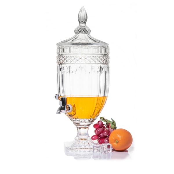 Luxury lead-free crystal glass 5L glass juice beverage dispenser with tap