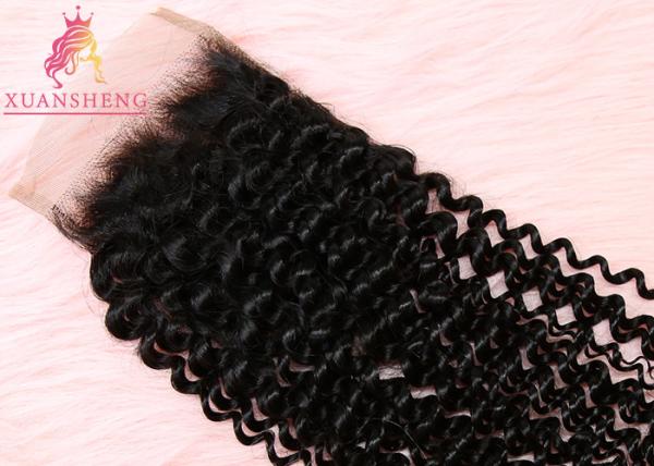 Malaysian 4x4 Lace Closure Grade 10A Virgin Human Lace Hair / Silky Deep Curly Hair