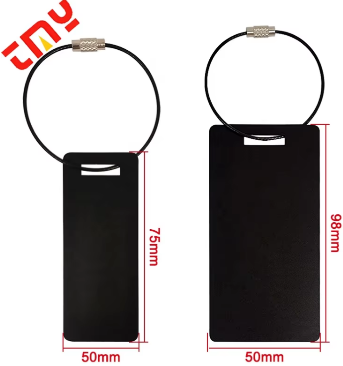 Ready to Ship Anodized Aluminum Cruise Luggage Tag High Quality 8 Colors Blank Metal Rectangle 90MM*50MM