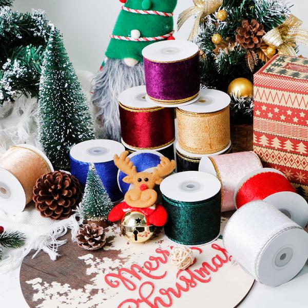 Бархатная проволочная лента для подарочных пакетов и украшений для вечеринок Фиолетовая черная лента