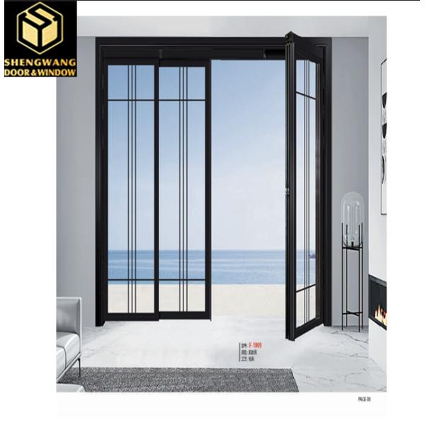 Aluminum Alloy PT Door 2.1m Double Glazing Black Aluminum Patio Doors