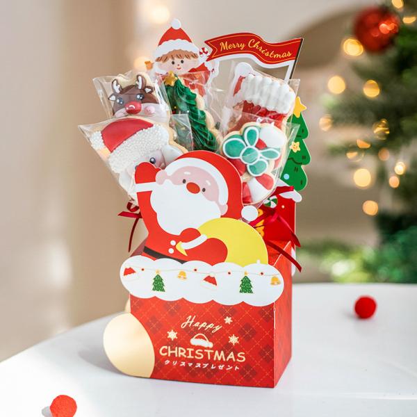 Santa Lollipop Bouquet Box Christmas Surprise Candy Gift Set Red Handheld Packaging