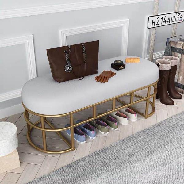 Living Room Furniture Bamboo Shoe Rack Bench with Cushion and Entryway Sitting Stool
