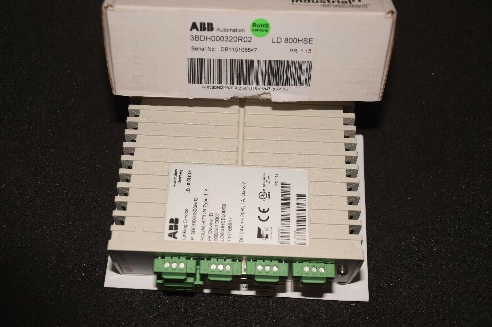 Оригинал 3BDH000320R02 LD 800HSE новый, модуль для обмена установки рельса DIN с 4 связями H1 и один соединитель HSE.