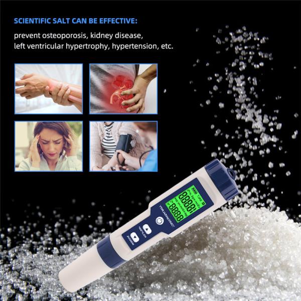 Testeur de la qualité de l'eau 5 en 1 - pH/TDS/CE/salinité/tempomètre pour la maison, l'aquarium et le laboratoire