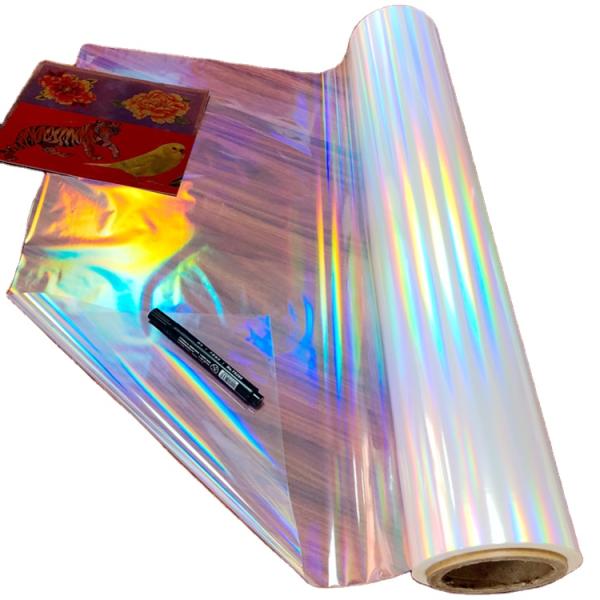 Película transparente autoadhesiva de pegatinas holográficas a prueba de agua para laminación iridiscente