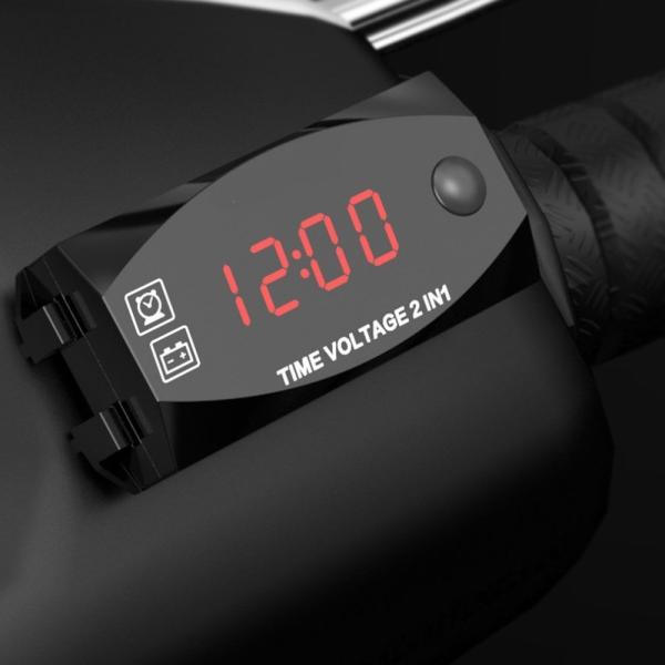 IP67 Digital Calibrate Led Motorcycle Volt Meter 120cm Wire Length