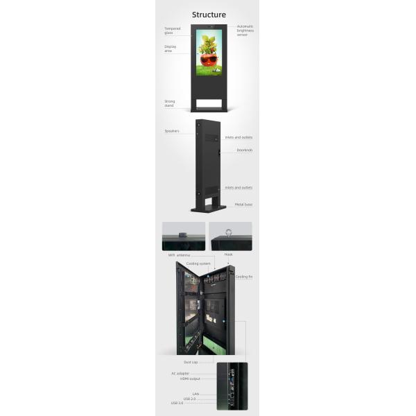 4K HD Waterproof Lcd Floor Standing Digital Signage Billboard Outdoor Advertising Screen
