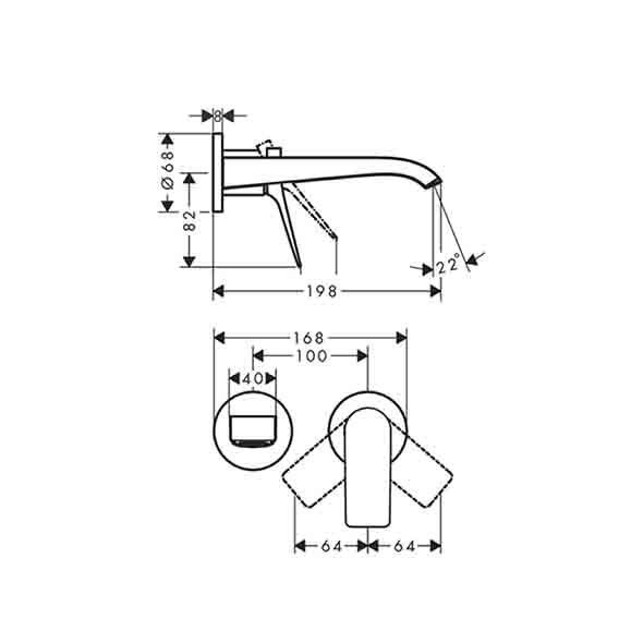 Gun Grey Concealed Basin Mixer Tap Bathroom Hot Cold Water Mixer Taps 68mm Orin OR1014302