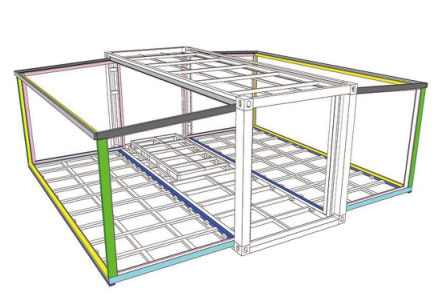30ft Sloping Roof Expandable Folding House with 56m² Building Area, Fully Galvanized Steel Structure, and Customizable 3 Bedroom Layout