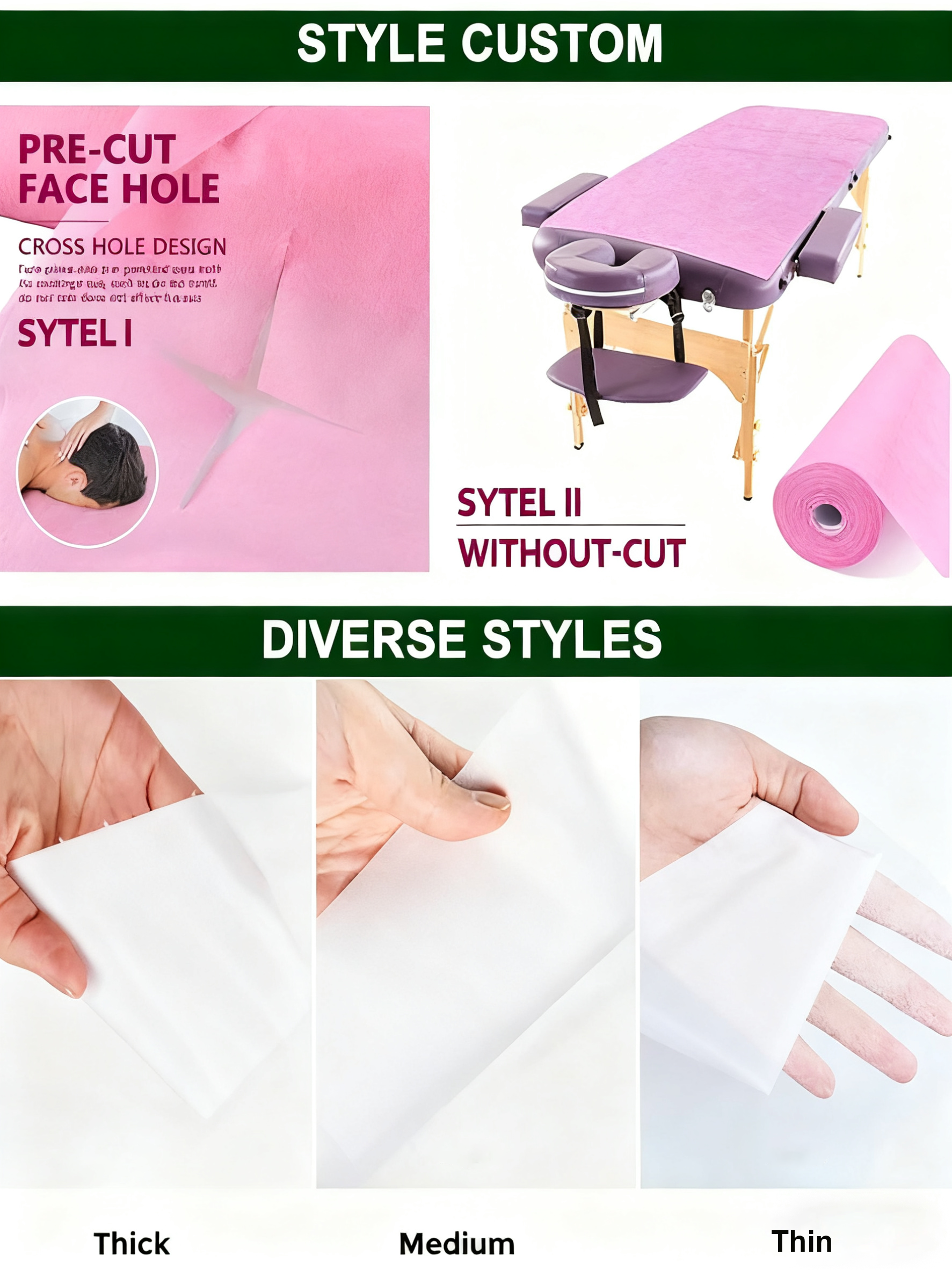 Polypropylene Hygienic Disposable Bed Sheet Rolls Breathable for Massage Spa Couch