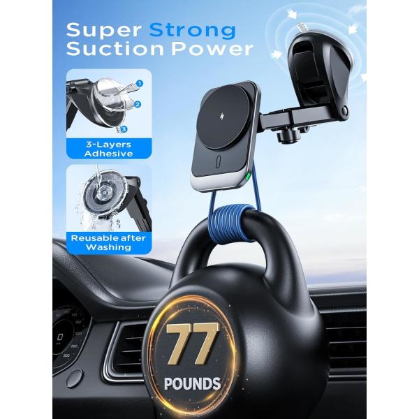 Магнитное беспроводное зарядное устройство для автомобиля 15 Вт для iPhone 15