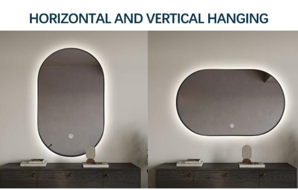 Luxury Wall Mounted LED Mirror IP66 Arched Touch Screen Bathroom Mirror