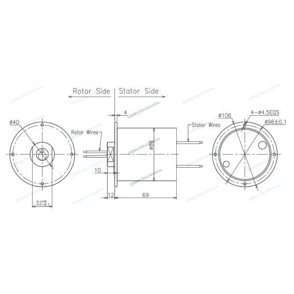 Electric Power Slip Ring with 16A and 3A current for Industry Robot Arm