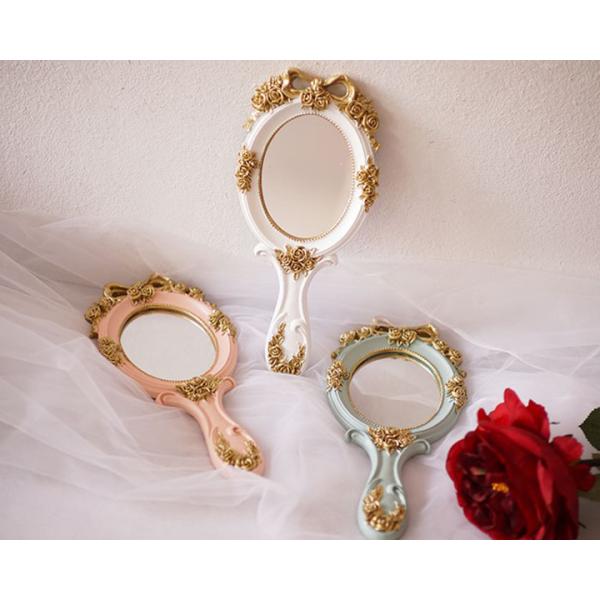 Functional Wood Glass Vintage Handheld Makeup Mirrors Portable Retro Mirror for Girls