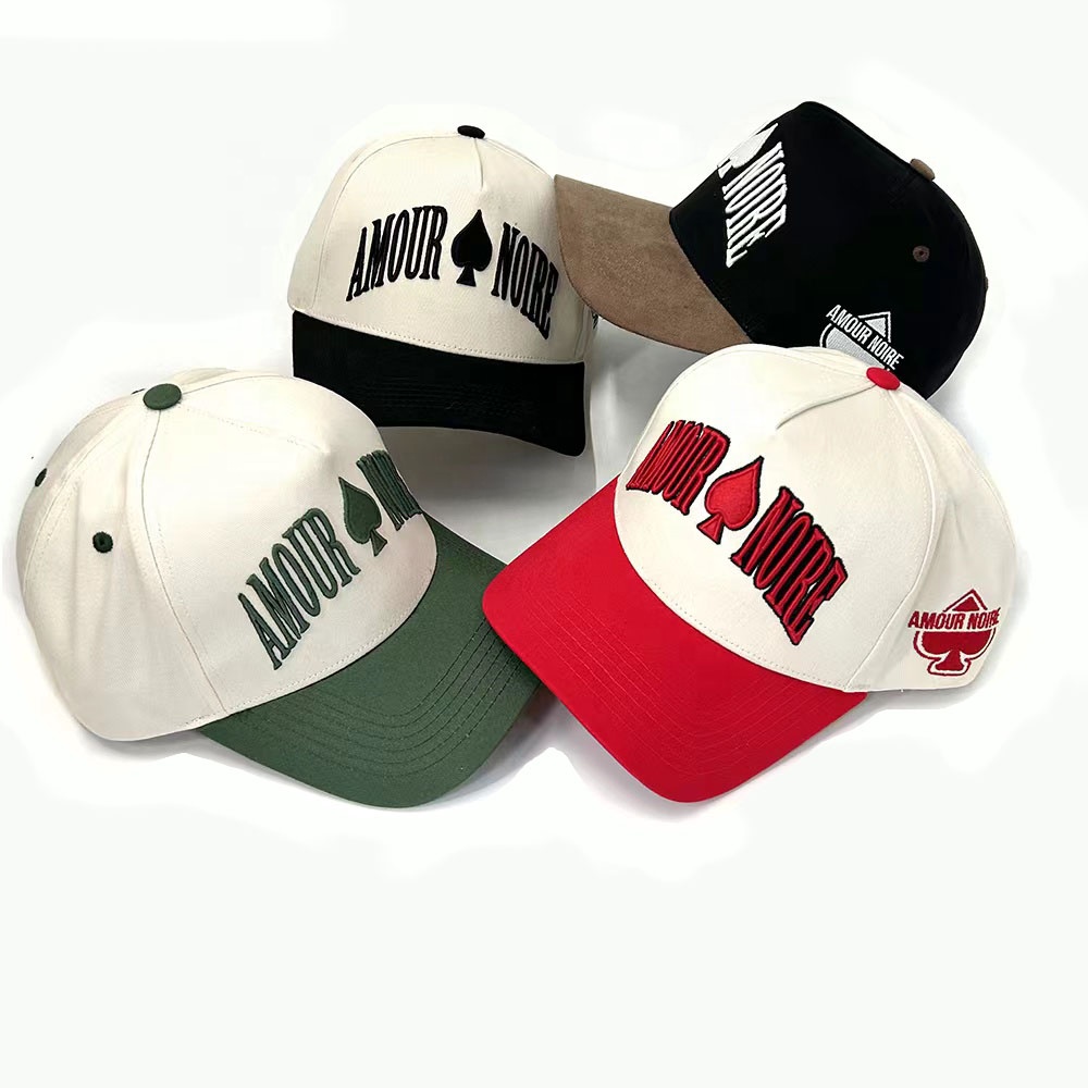 Custom Embroidery Cotton Sport Trucker Baseball Caps Two Tone 5 Panel Mid Profile